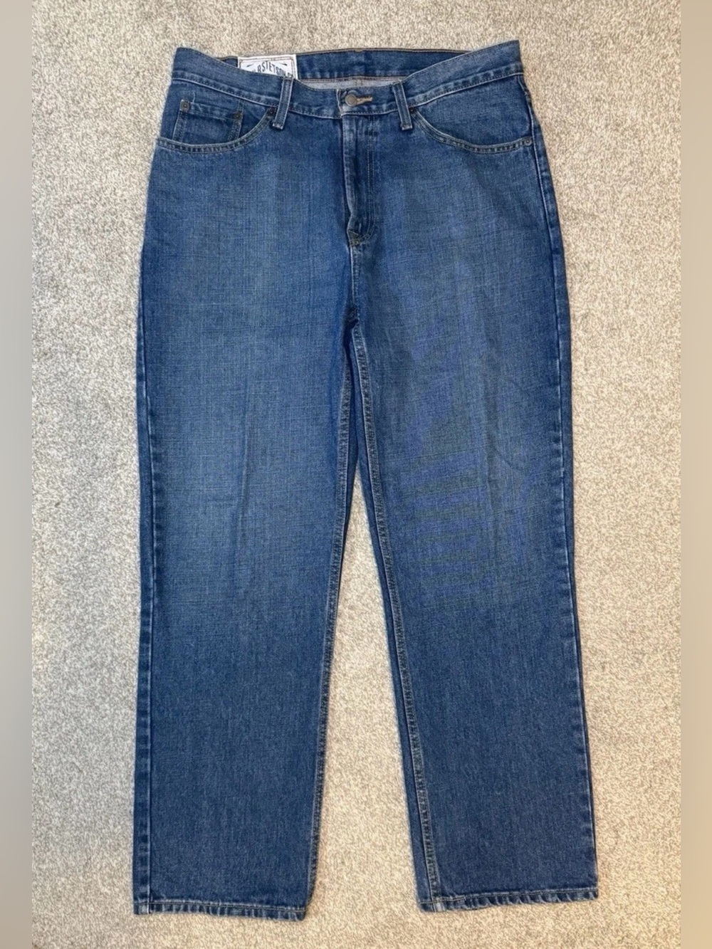 John B Stetson Jeans Mens 34x30 Blue Denim 1520 Standard Straight Leg Stone Wash
